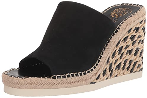 Vince Camuto womens Brissia Raffia Wedge Sandal, Black, 7.5 US