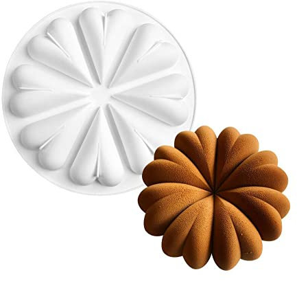 XiaoShenLu Stampi per dolci in silicone per mousse francese, stampi per candele al cioccolato fai-da-te 3D Bakeware, 8 pollici Bud of Heart