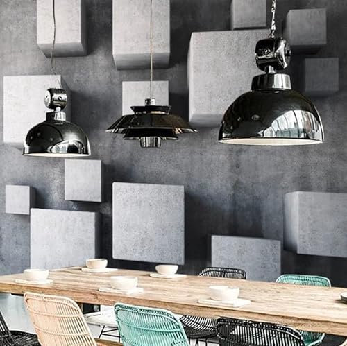 Fototapete 3D Effekt Zement Asche Kubische Quadrate Vliestapete Fototapete Wandbilder Wohnzimmer Schlafzimmer Wanddekoration 200Cm(W)*140Cm(H)