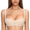 DOBREVA Women's Push Up Bra Sexy Balconette Bra Padded Half Cup Lace Underwired Beige (Cup Size is Small. Order 1 Cup Size up.) 34E