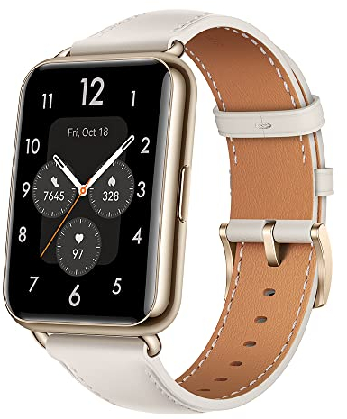 HUAWEI Watch Fit 2 Montres connectées, Bracelet en Cuir Blanc pour Un Design Premium, Écran FullView avec Bords Ultra-Fins, Appels Bluetooth, Suivi d'un Mode de Vie sain, Compatible Android et iOS