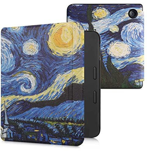 kwmobile Klapphülle kompatibel mit Tolino Vision 6 Hülle - eReader Case - Klare Nacht Blau Gelb