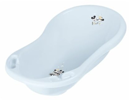 Lorelli Babybadewanne Comic 84 cm lang ergonomische Form Ablagefächer ab Geburt hellblau