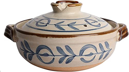 Pot en argile japonais - Pot en argile en faïence - Style rétro japonais - Faitout en céramique - 2,2 L, style A