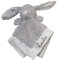 BotoBaby® - Schmusetuch mit Namen und Geburtsdatum - Kuscheltuch - (Grau - Hase Flauschig)
