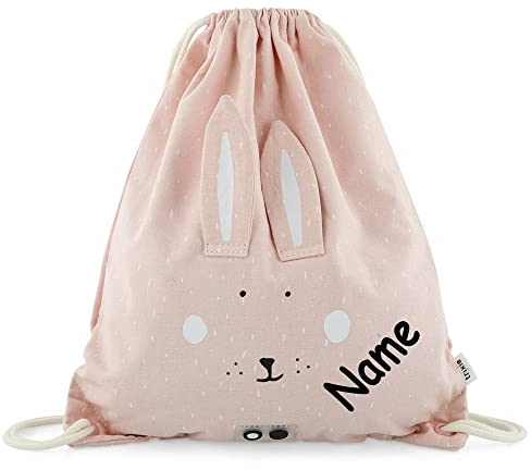 Elefantasie Turnbeutel mit Name personalisiert von Trixie Sportbeutel Schwimmtasche für Kinder mit Tiermotiv und Wunschnamen bedruckt Hase