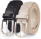 TANGCHAO 2 Stücke Stoffgürtel Stretchgürtel Elastik Flechtgürtel Geflochtener und Elastischer Dehnbarer Gürtel für Damen und Herren Breite 3.3cm Schwarz+Beige 120cm