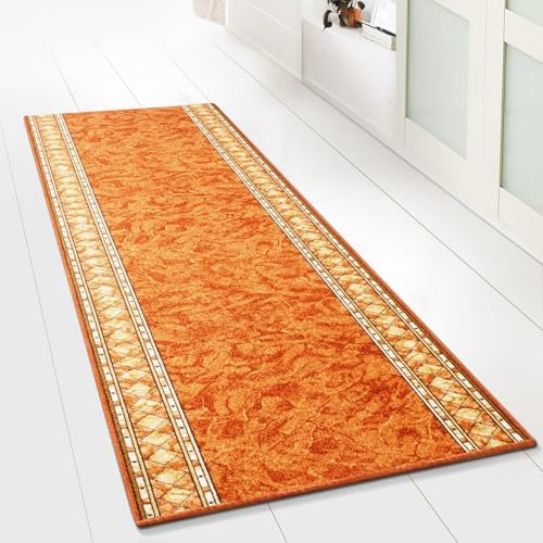 Moderner Wohnteppich mit Muster - maßgefertigter Teppichläufer - Meterware - Teppich Läufer für Küche, Flur & Wohnraum - Flurteppich - Küchenläufer (67 x 100 cm, Rügen Terra)