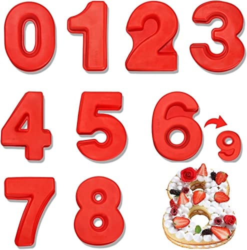 FYBlossom Große Silikon Anzahl 0-9 Kuchenform Silikon Backform, 10 Zoll Tortenformen Number Cake Backform Geburtstagstorte Zahlenbackform, 3D Backformen Zahlen Für Geburtstag Und Hochzeit Jubiläum