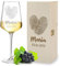 polar-effekt 2-TLG Weinset Leonardo Weinglas 560 ml Holzkiste mit personalisierter Gravur - Motiv Herz Fingerabdruck - Holz Box - Kristallglas - DIY Geschenkidee