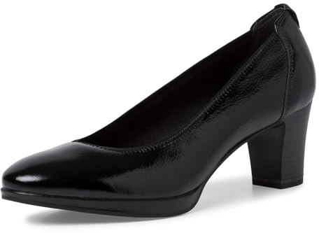 Tamaris Damen Pumps Leder Blockabsatz; Black PATENT/schwarz; 38 EU