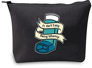 JXGZSO Asthma Inhalator Bag It Ain't Easy Being Wheezy Organization Bag Respiratory Therapist Gifts, It Ain't Easy Being Wheezy schwarz