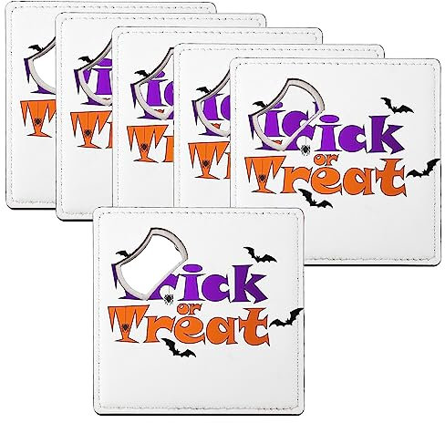 sous Verre Décapsuleur - Halloween Trick Or Treat Araignee Chauve Souris - Lot de 6 (92 x 92 mm)