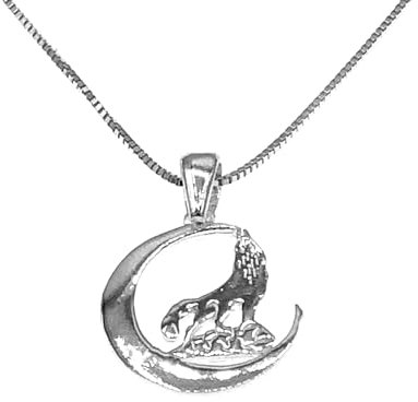 925 Sterling Silber Anhänger Üc Hilal Bozkurt 3 Mond Heulender Wolf Türkei + Veneziakette 0,8mm 42cm / Unisex / 074
