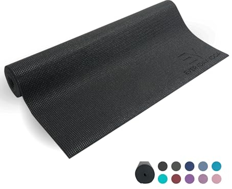 Everyday Yoga Deluxe-Matte, geräumig, 183 x 61 cm, rutschfeste Yogamatte für komfortables Training zu Hause, 3 mm dick, Schwarz