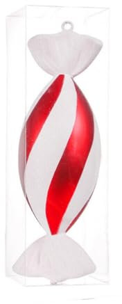 Giant Red & White Candy Cane Baubles Sweet Christmas Tree Party Display Oranment 32cm (E)