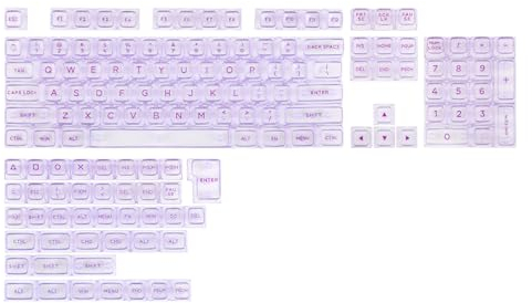 KiiBOOM Transparente PC-Tastenkappen Set, 146 Tasten SA-Like -Profil ANSI ISO Layout RGB Shine Through Tastenkappen für mechanische Tastatur, kompatibel mit Mx Switches (Lila)