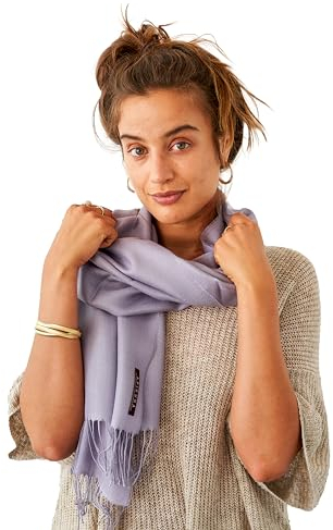 Apikuna® Premium Schal aus 70% Baby Alpaka, 30% Seide (200x70cm, Flieder) – Eleganter Pashmina für Damen & Herren, alle Jahreszeiten – Perfekt für besondere Momente