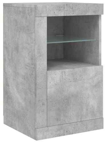 vidaXL Aparador con Luces LED, Armario de Almacenaje, Armario Auxiliar, Mueble para Salón Pasillo Cocina, Madera de Ingeniería Gris Hormigón