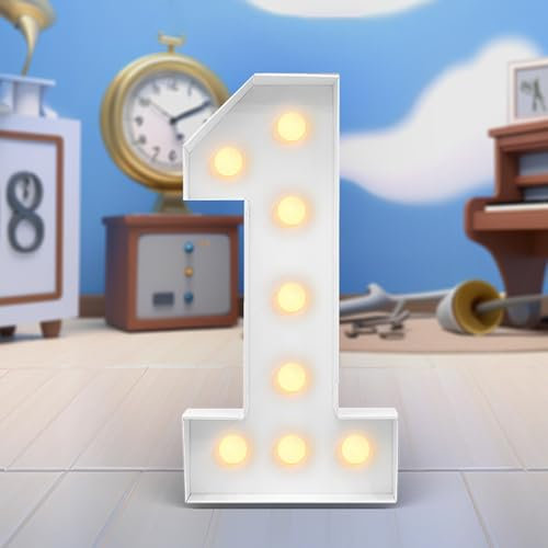 4FT LED Number Lights for Party Wedding Decor Light Up Marquee Numbers Night Light Decoration Sign for Home Anniversary Birthday Party Decor, Battery Operated (Color : Number 1)