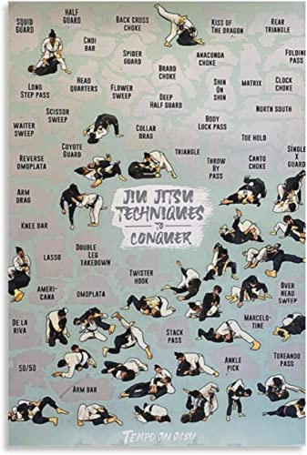 Jiu-Jitsu-Referenzhandbuch, Metall-Blechschilder, Vintage-Stil, Jiu-Jitsu-Techniken zur Eroberung, Retro-Poster, Jiu-Jitsu-Anfänger-Unterrichtstafeln, Heimzimmer, Club, Wanddekoration, Wissensschild,