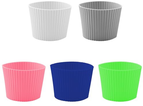 Tabanzhe 5PCS Heat-Resistant Coffee Cup Sleeve,Assorted Colors Silicone Cup Covers for Drinks,Nonslip Reusable Coffee Cup Mug Cup Protective Sleeve Glass Bottle Protector