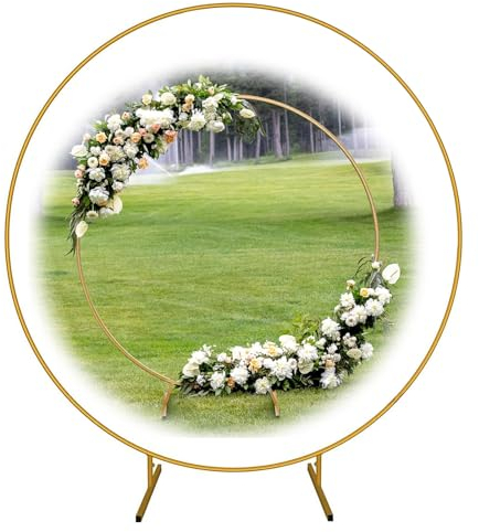 Hoiweqr Ballonbogen für Hochzeit Hochzeitsbogen, Ballon Bogen Stand Für Party, Metall Kreis Bogen Runde Hintergrund Stand, Metall Luftballon Bogen Gestell, Ballonbogen Gestell mit Fuß(Gold,1m)
