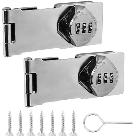 Redunest Cerradura giratoria con contraseña, paquete de 2 cerraduras plateadas para gabinete con combinación, cerraduras de seguridad sin llave para puerta corrediza de granero, puerta, puerta