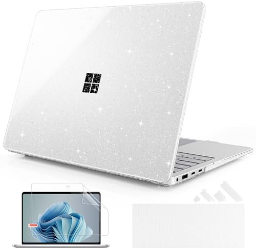 Mektron Glitter Case for Microsoft Surface Laptop 13.8-inch Touchscreen 2024 (7th Edition) Lightweight Scratch-Resistant Cover for 13.8 Surface Laptop 7, Sparkly Clear