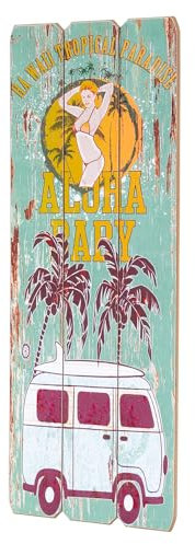 Holzschild Aloha Baby 30x80cm Hawaii Holzbild Wandbild Holzdeko Schild Wanddeko Urlaub Surfen Paradies