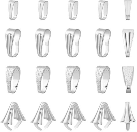 AHANDMAKER 400 ganci in ottone a scatto in 4 stili con chiusura a clip in argento per ciondoli a clip per collane, bracciali, ciondoli fai da te e gioielli artigianali