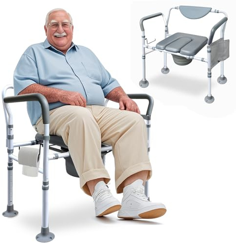 Aliseniors Bariatric Bedside Commode Chair, 500 lbs Extra Wide Toilet Seat