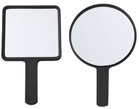 MEMOFYND 1 Round & 1 Square Handheld Makeup Mirror, Portable, Suitable for Home & Travel, 16*9cm & 17*10cm