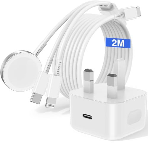 Apple Watch Charger USB C for iWatch & iPhone & iPad, 3-in-1 2M Fast Charging Cable with 20W Fast Wall Charger for Apple Watch Series 9/8/7/6/5/SE iPhone 16/1514/13/12/AirPods