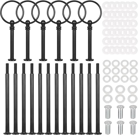 Slvoaujtk Das 6-Teilige Etageren Stangen Set in Etagere Schwarz Ist Ein Praktischer Obstteller Dank Der Etagere Stangen Lässt Es Sich Mehrstöckig Nutzen - Ideal für Familienessen Partys Usw