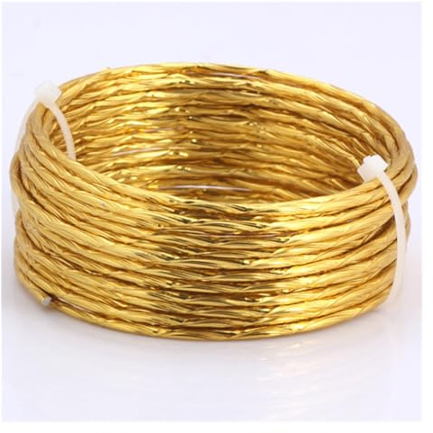 JHSDHYD Aludraht 1M/5M 2,0 mm Verschiedene Muster Aluminiumdraht Gold/Silber weicher Handwerksdraht vielseitig einsetzbar DIY handgefertigte Schmuckherstellung(2mm Gold D,5M)