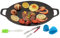 JIEBWCHA Sartén para barbacoa, parrilla coreana, hierro fundido, plato para barbacoa, utensilios para barbacoa con asas para casa, exteriores, camping, reuniones interiores