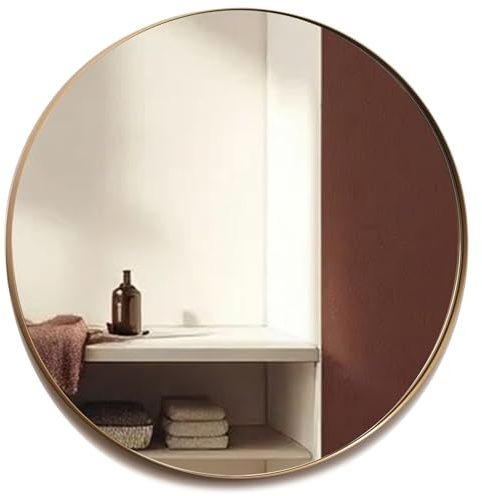 Neue Design Mood® Premium Round Bathroom Mirror Gold Framed Wall Mounted, Recessed Circle Frame Modern & Stylish (40cm x 40cm)