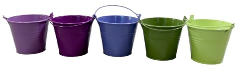 Klocke Dekorationsbedarf Bunte Zink Eimer Set´s - Deko Eimer mit Metallbügel für Pflanzen, Geschenke & Deko - Bunte Mini Blumentöpfe - Party & Garten (Lila Mix, 5 St. D13H11 cm)