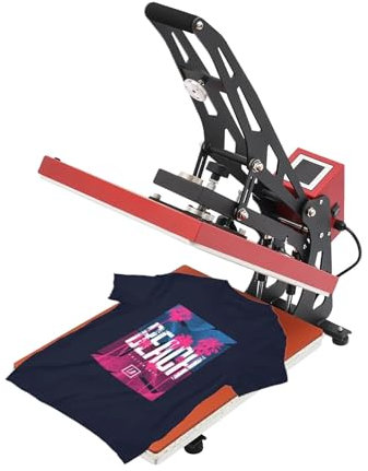 WUCIOA Máquina de prensado térmico semiautomática magnética de 1500 W, con Ajuste de Temperatura y Tiempo, Pantalla LCD Inteligente, Impresora Vertical para Camisetas, Bolsas y planchas para Gorras