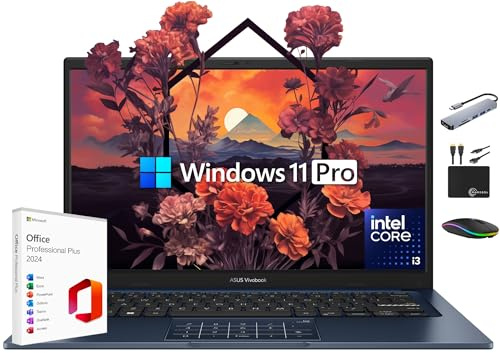 ASUS Vivobook Laptop 2025 Ordinateur professionnel ultra portable, écran FHD de 14, 40 Go de RAM, 2,5 To de stockage (SSD de 2 To + 500 Go d'ext), Intel i3-1315U 6 cœurs, MarxsolAccessory, Win 11 Pro