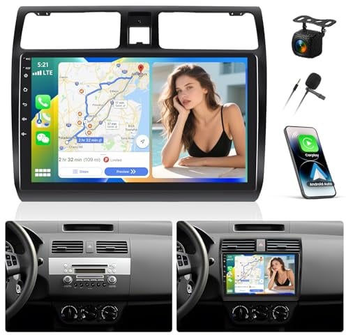 CAEMCHO 4+64G 10 Zoll Android 15 Navi Autoradio für Suzuki Swift 2005-2010 mit Rückfahrkamera, Wireless Carplay Bluetooth Radio mit WiFi GPS DSP FM/RDS Android Auto +HD Touchscreen