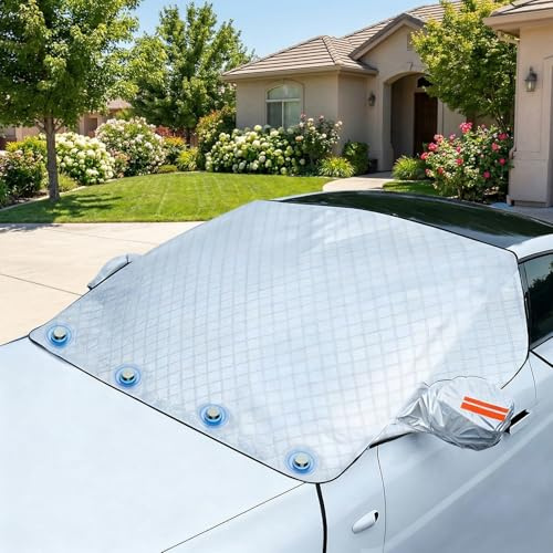 Frontscheibenabdeckung Scheibenabdeckung Auto Windschutzscheibe Winter mit 4 Magnet & 4 Riemen,Auto Abdeckung Wasserdicht Scheibenabdeckung für Gegen,Schnee,EIS,Universal Größe für SUV/LKW (230x120CM)