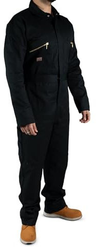 Unbreakable Men's Zipped Coveralls - Heavy Duty Workwear Overalls, Boilersuit with Concealed Brass Zip, Internal Knee Pad Pockets, Reinforced Stretch Waistband - Multi-Pocket Design