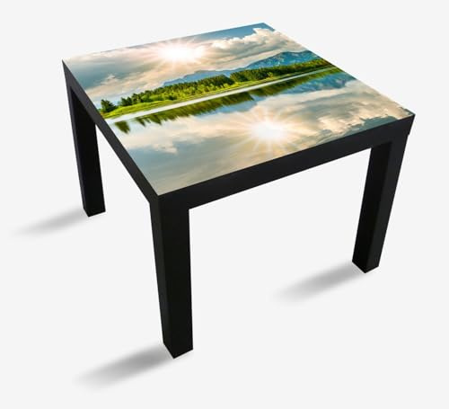 Wallario Möbelfolie selbstklebend/Aufkleber, Tischfolie geeignet für IKEA Lack Tisch - Möbeldeko Bergsee mit Spiegelung in 55 x 55 cm