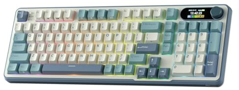 RK ROYAL KLUDGE S98 kabellose mechanische Tastatur mitSmart Display, QWERTY | 96% RGB-Funk-Gaming-Tastatur BT/2,4G/USB-C, Hot-Swap-fähig, leise Computertastatur mit sanftem Tastenanschlag