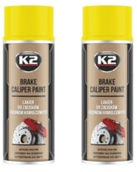 PG K2 Yellow Brake Caliper Paint Spray Lacquer, Heat Resistant up to 260°C, High Gloss Finish, 2 x 400ml Cans, OEM Quality