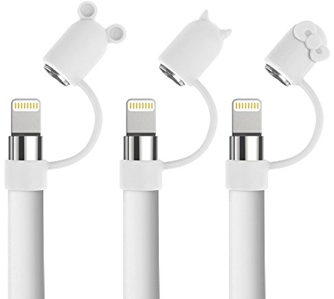 Fintie [3-Shape] Pencil Kappe Kompatibel mit Apple Pencil 1. Generation - Silikon Ersatzkappe Hülle Stiftehalter Schutz Halterung für iPad 9.7, iPad Air 2019/Mini 5, Weiß