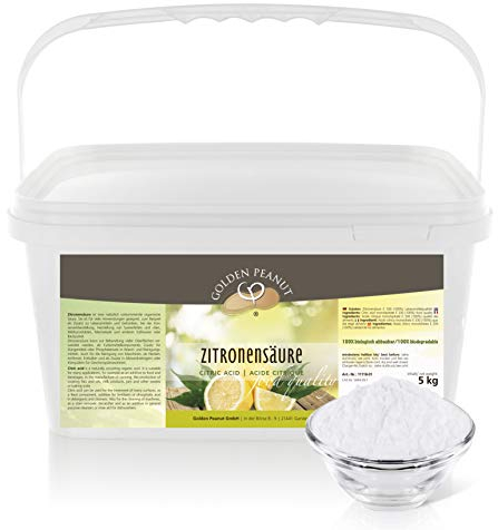 GOLDEN PEANUT Zitronensäure Pulver 5 kg E-330 reine Citronensäure, Lebensmittelqualität, natürlich reinigen entkalken