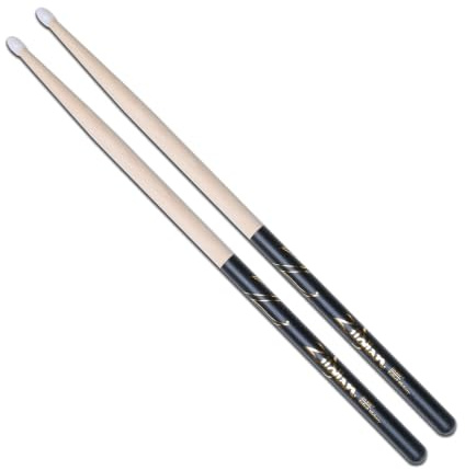 Zildjian 5A Hickory Drumsticks - Nylon Tip - Black DIP